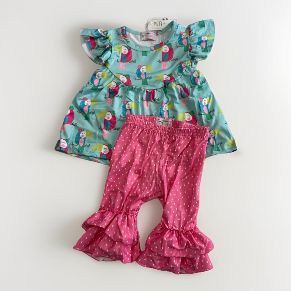 Pete & Lucy Tropic Like It’s Hot Toucan Outfit Set Toddler Girl 2T NEW NWT